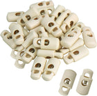 LinkMejor 40pcs Spring Cord Locks Plastic End Stopper Single Hole Toggle Fastener Rope End for Drawstrings, Shoelaces, Tents, Tie-Downs, Beige