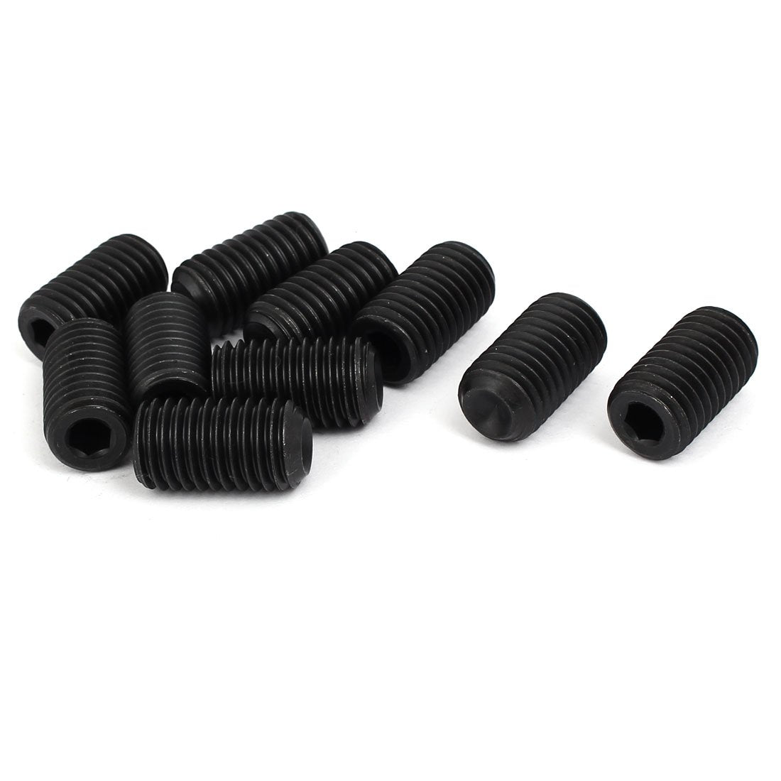M14 Dia 25mm Length Head Hex Socket Cup Point Grub Screw Black DIN916 10pcs