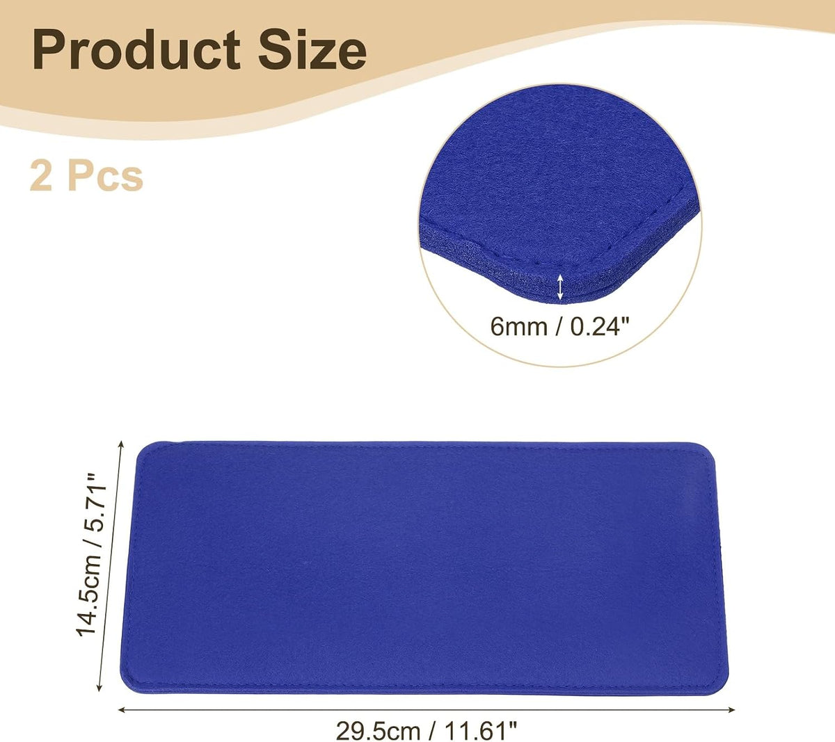 2Pcs Base Shaper in Felt, 12 x 6 Pollice Rettangolare Pad Bag Liner per Borsa a Tracolla, Zaino a Spalla, Tote Bag, Angolo Arcuato in Blu Scuro
