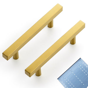 LinkMejor Kare Dolap Kolları, 20 Adet, 3.5" Delik Merkezleri, Altın
