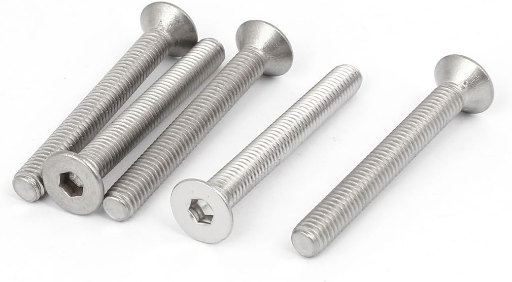 M6x50mm 316 Stainless Steel Countersunk Flat Head Hex Socket Cap Screw Bolt 5pcs
