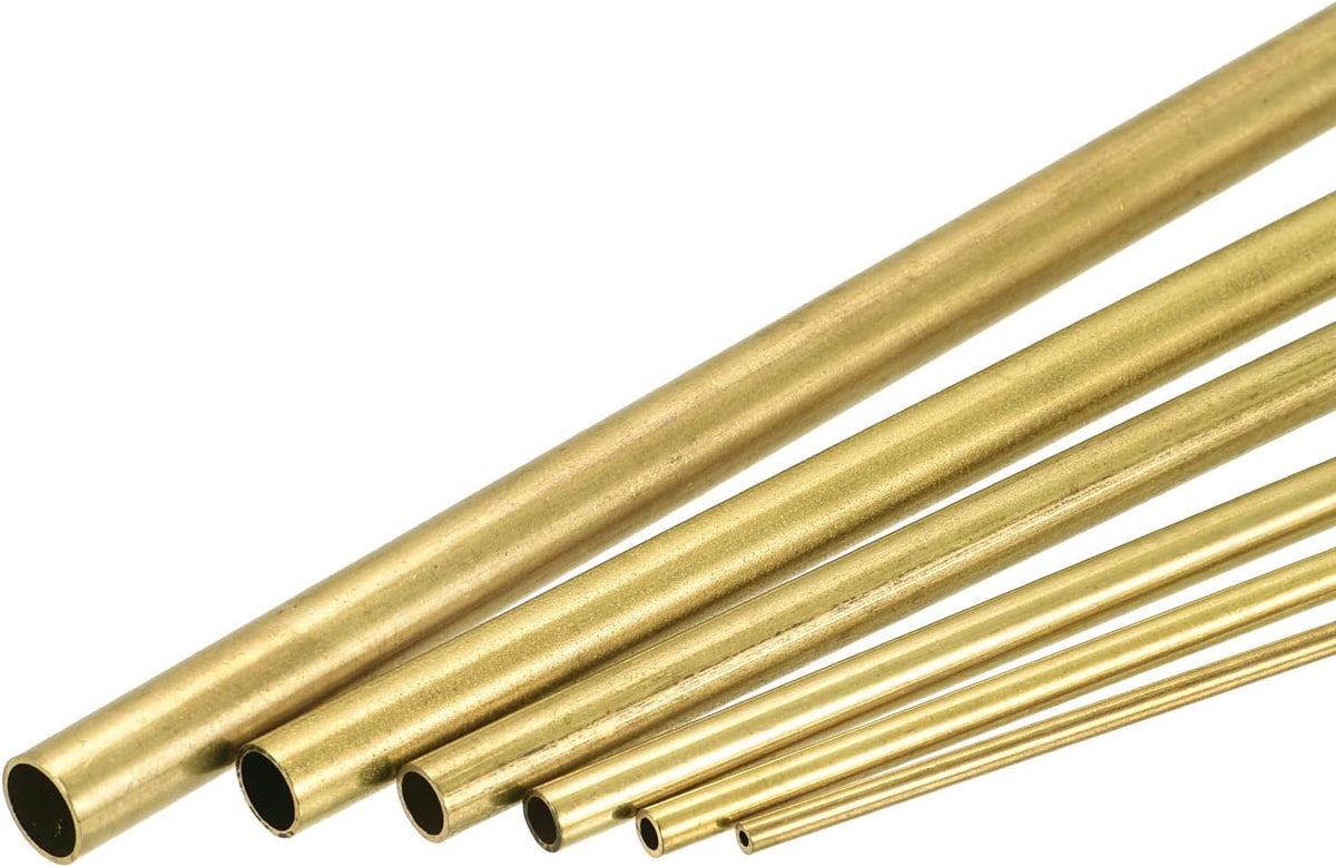 Brass Tube, 1.5mm 2.5mm 3.5mm 4.5mm 5.5mm 6.5mm OD x 0.2mm Wall Thickness 300mm Length Metal Tubing, Pack of 6