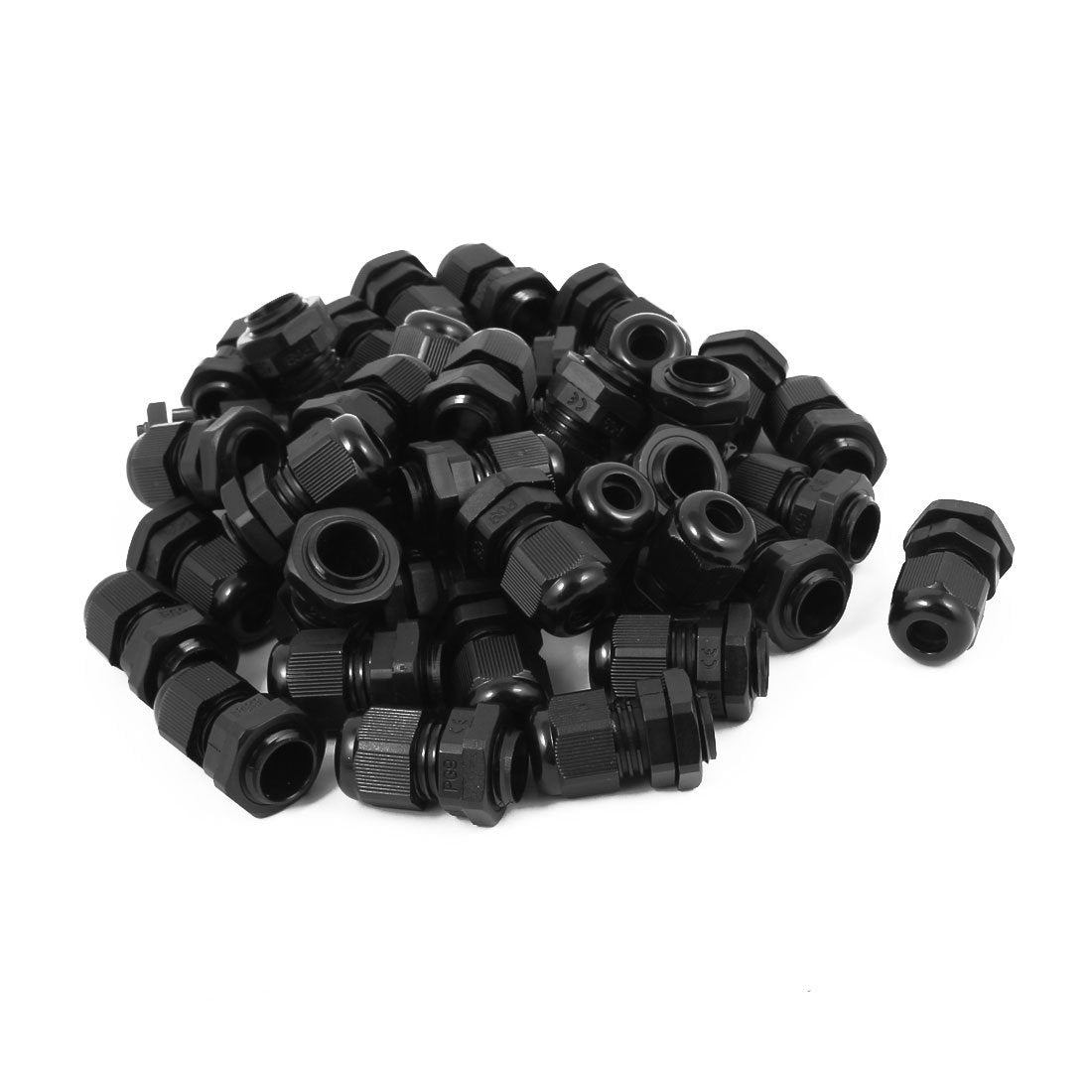 PG9 Waterproof IP68 Safety Nylon Cable Gland Connector Joints Black 40pcs
