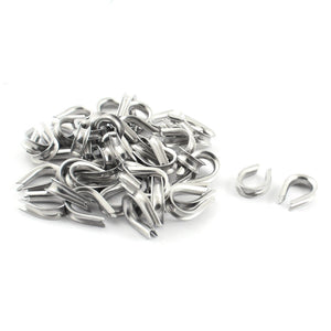 50 PCS Silver Tone Cable Thimbles for 0.16 Inch Wire Rope