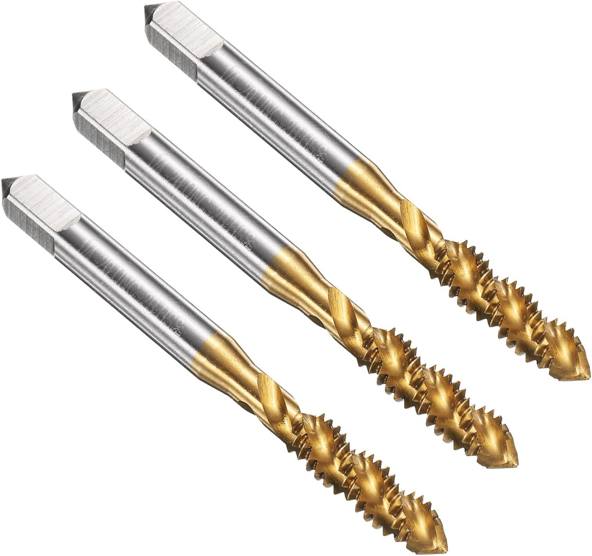 3pcs Spiral Flute Thread Taps 1/4-20 UNC 2B Machine Threading Tap Bit, Titanium Coated Screw Tapping Repair Tool, M2 High-Speed Steel (HSS)