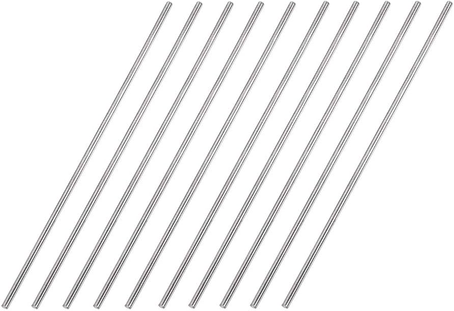 2mm x 100mm 304 Stainless Steel Solid Round Rod for DIY Craft - 10pcs
