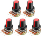 5Pcs 10K Ohm Variable Resistors Single Turn Rotary Carbon Film Taper Potentiometer with Knobs