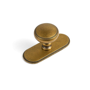 LinkMejor 1.3''(33mm) Dia Antique Brass Cabinet Knob with Unique Oval-Groove Backplate-6 Packed Retro Style Zinc Alloy Drawer Knobs