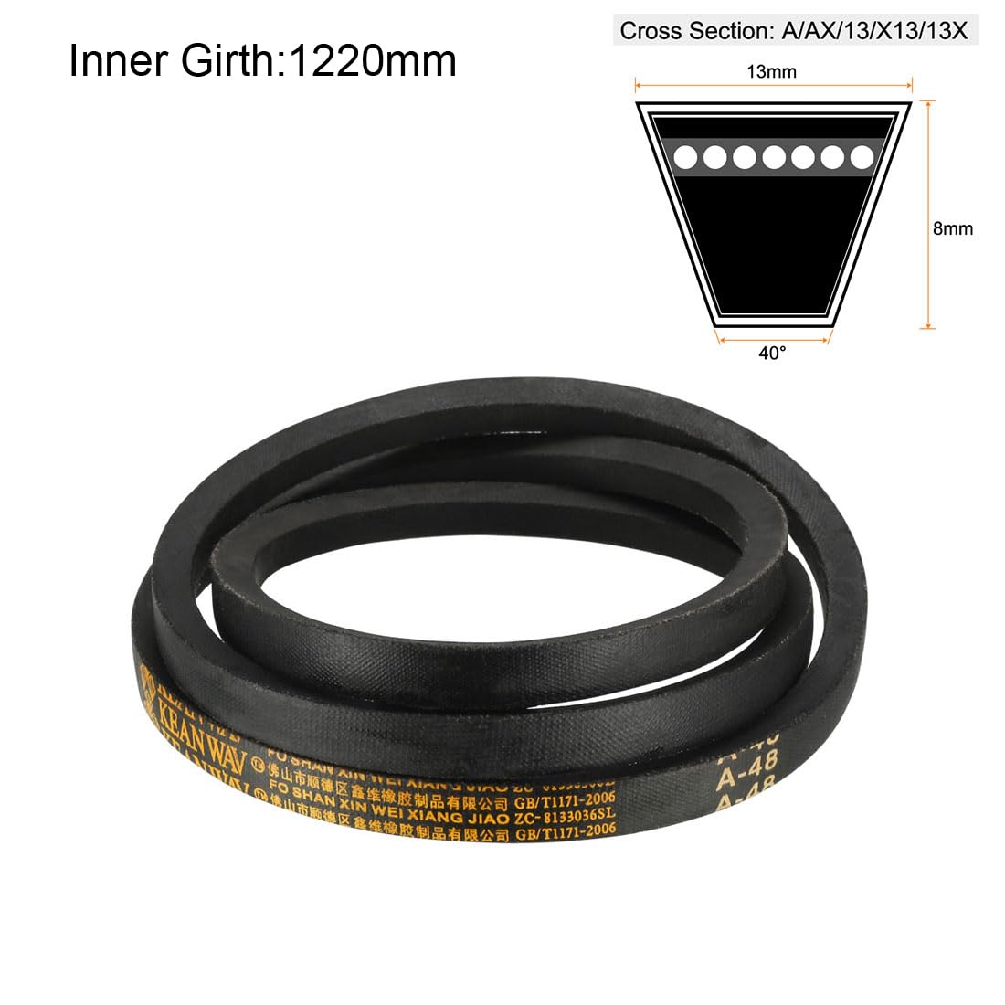 A52 Benzi V Drive 52" Lungime Interioară 13mm Lățime 8mm Grosime Standard JIS Secțiune A Cauciuc Benzi de Transmitere Drive