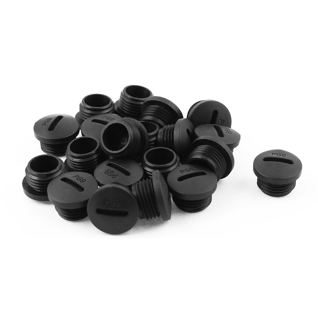 a15082600ux0297 20pcs PG9 Black Nylon Insert Blanking Cap End Threaded M15 x 8mm (Pack of 20)