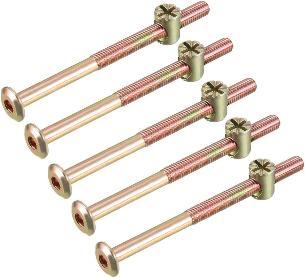 M6x85mm Furniture Bolt Nut Set Hex Socket Screw 51.4mm Thread Length with Barrel Nuts for Beds Headboards Chairs 5 Sets