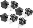 M6 6mm Dia 15mm Length Thread Star Head Screw Knob Handle Black 7Pcs