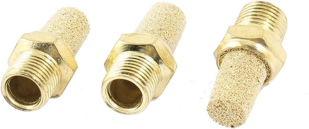 Brass Noise Reducing Pneumatic Muffler Silencer 1/8PT Male Thread 3Pcs