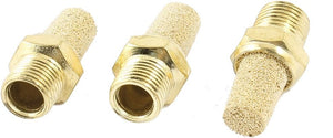 Brass Noise Reducing Pneumatic Muffler Silencer 1/8PT Male Thread 3Pcs
