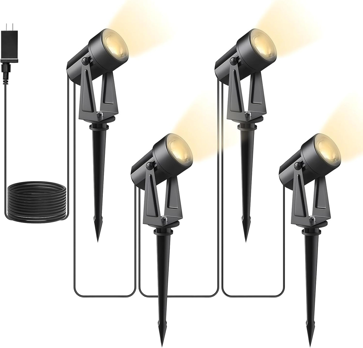 LinkMejor 4 Pack Landscape Lighting Low Voltage IP65 Waterproof 12V Plug in