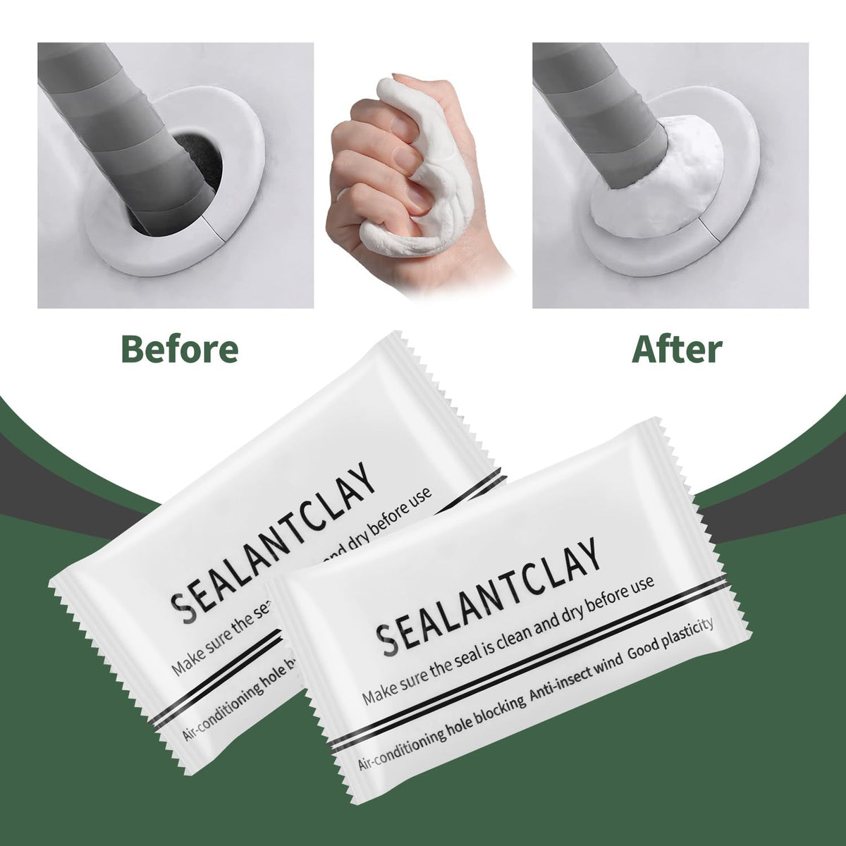 Waterproof Sealant Mastic,Pack of 8 White Seal Putty Waterproof Duct Seal Repair Sealing Clay, Quick Mending Mud for Drain Connection, Wall Hole, Air Conditioning Hole Seal Putty (8 Pack)