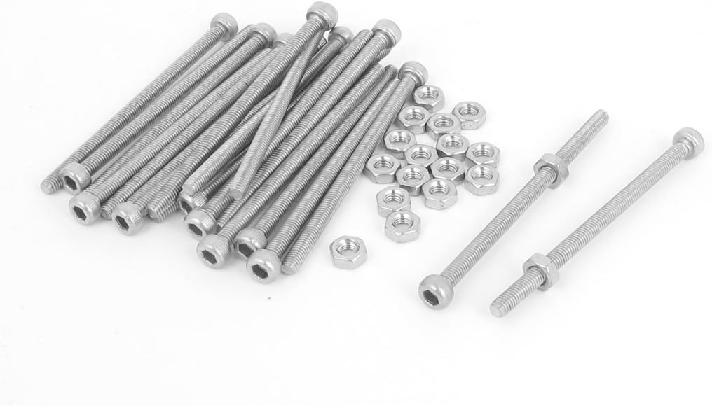 M3x50mm Hex Socket Head Knurled Cap Screws Bolts Nuts Set 20Pcs
