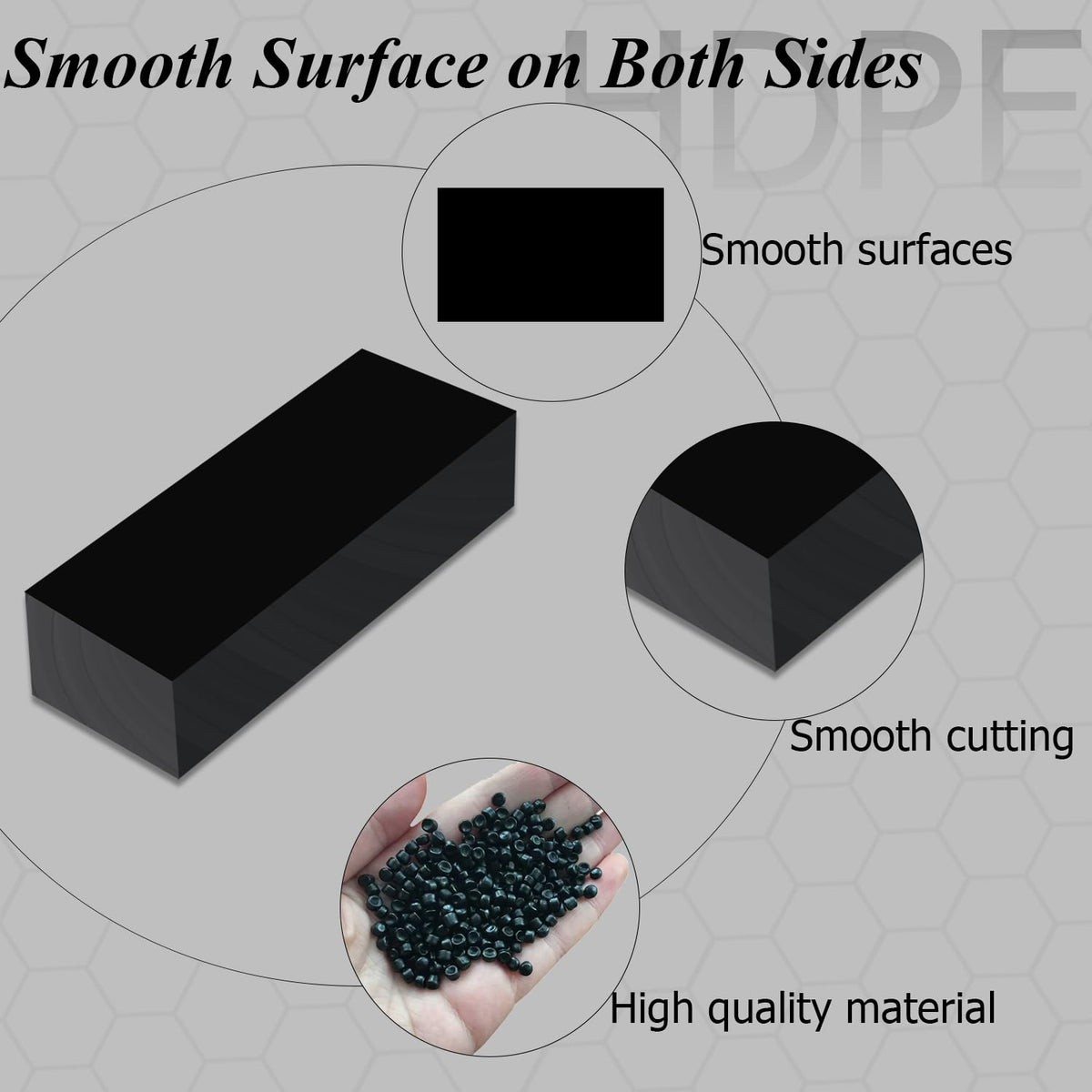 LinkMejor HDPE Block Black HDPE Plastic Sheet 3'' x 12'' x2'' (50mm Thick) High Density Polyethylene Rectangular Solid Plastic Block for DIY Projects, Crafts, Machining, Home Improvement