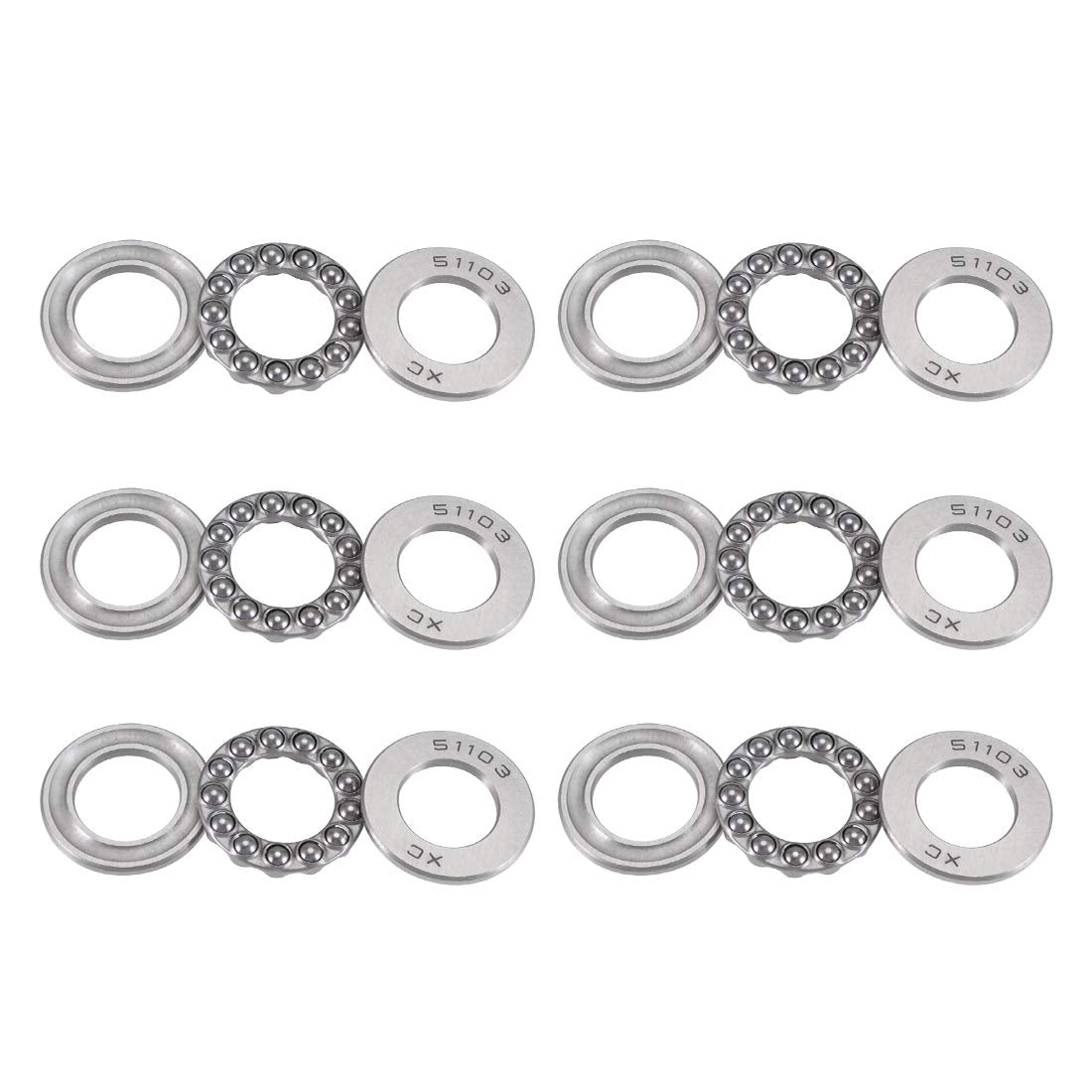 51103 Thrust Ball Bearings 17mm x 30mm x 9mm Chrome Steel Single Direction 6pcs