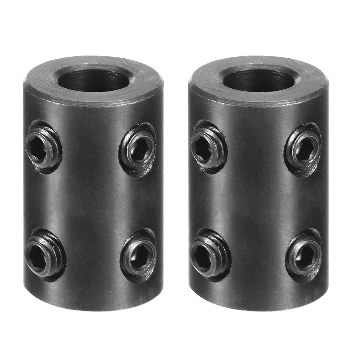 2pcs Shaft Coupling 5/16" Bore, 5/8" OD, 1" Length, Black Oxide Plated Steel Rigid Coupling, Motor Wheel Coupler, (4 Set Screws)