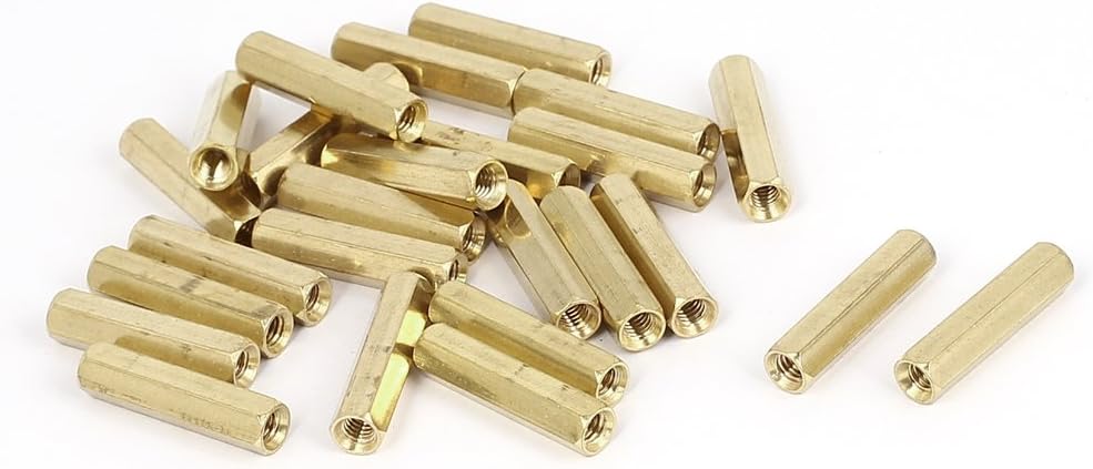 M4 x 25mm Female Threaded Brass Hex Standoff Pillar Spacer Nut 25pcs