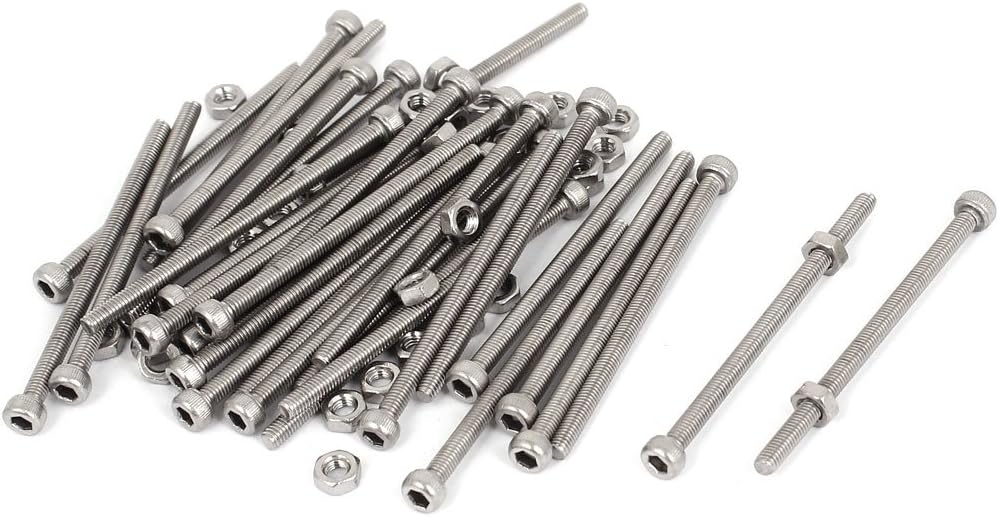 M3x50mm Hex Socket Head Knurled Cap Screws Bolts Nuts Set 30Pcs