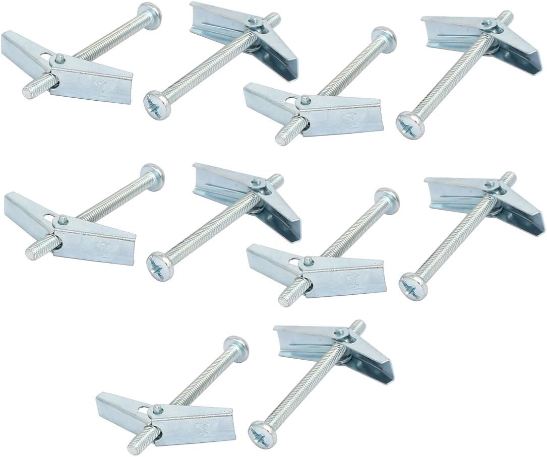 M4 x 50mm Male Thread Spring Loaded Hollow Wall Round Head Toggle Bolt 10pcs