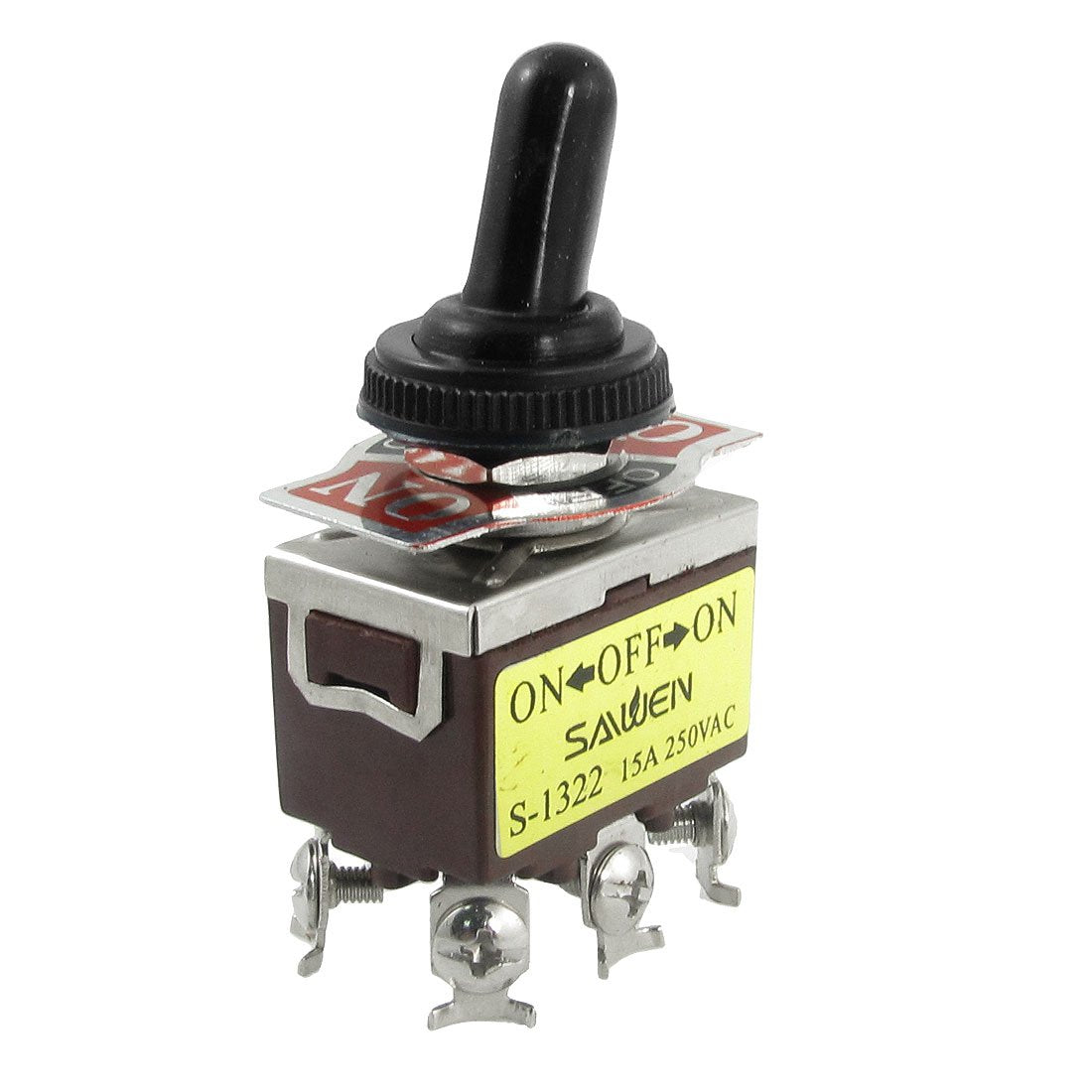 On-Off-On 3 Position 2P2T DPDT Toggle Switch, AC, 250V, 15 Amp