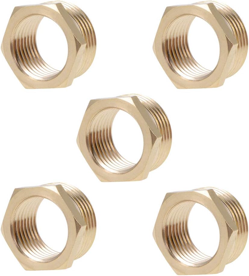 Brass Threaded Pipe Fitting G3/4 Male X G1/2 Female Hex Bushing Adapter Connector 5Pcs