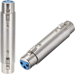 XLR 3-Pin Fêmea para Fêmea Adaptador, Fio de Microfone Adaptador, Conector Muda de Gênero, 2pcs