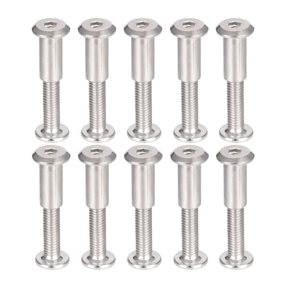 Screw Post Fit for 5/16"(8mm) Hole Dia, Male M6x30mm Belt Buckle Binding Bolts Leather Fastener Carbon Steel 10 Sets