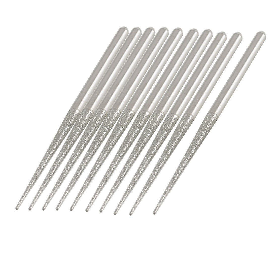 10Pcs 3mm Dia Shank Diamond Coated Tip Abrading Buffing Needle Files 70mm Long