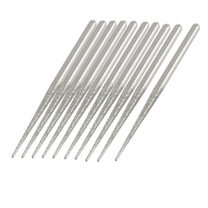 10Pcs 3mm Dia Shank Diamond Coated Tip Abrading Buffing Needle Files 70mm Long