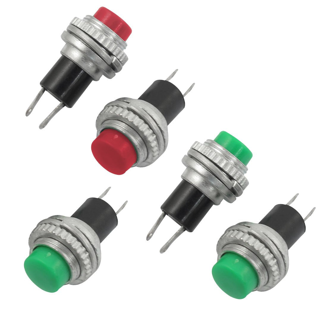 5 x 9.5 mm Momentary 1 No Red Green Cap Push Button Switch, AC 250V/1.5A