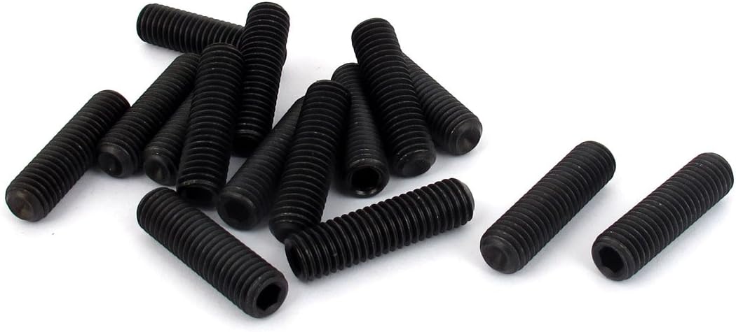 M8 x 30mm Hex Socket Set Cup Point Grub Screws Black 15pcs