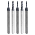 5pcs Carbide Square End Mills, 1/16" Dia AlTiN BN Coated 4 Flutes Milling Bit Cutter, for Hardened Steel Cast Iron Alloy Metal, 1/8" Shank 3/16" Cut Length 1-1/2" Long HRC50