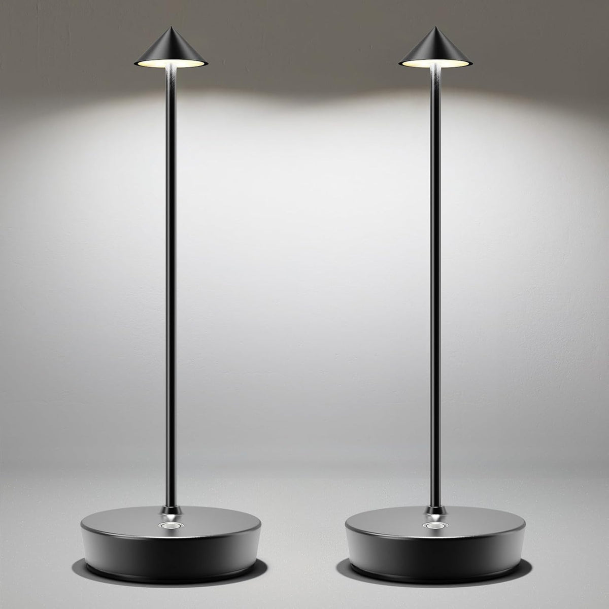 LED ไฟตั้งโต๊ะไร้สายสามารถเรจัสเตอร์ 2 ชุด, 6000mAh ไฟตั้งโต๊ะนอกไร้ง