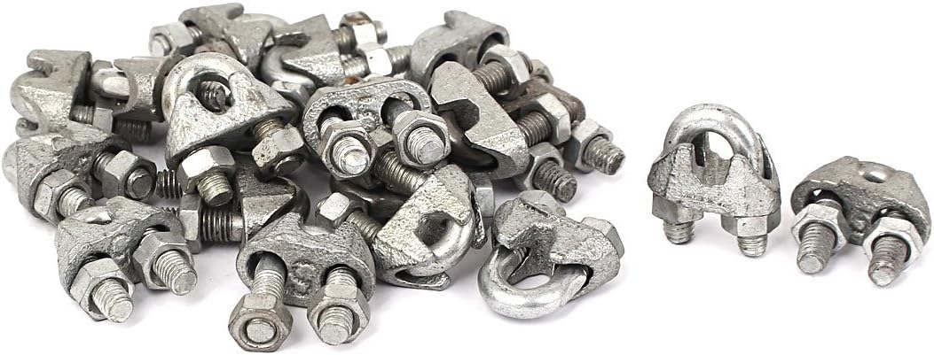 Metal Wire Rope U-Shape Bolt Clamp Cable Clip 5mm Thread Dia 20pcs