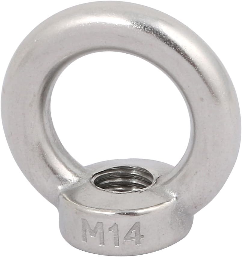 Lifting Eye Nut M14 Female Thread 304 Stainless Steel Round Shape for Rope Fitting Pack of 1