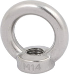 Lifting Eye Nut M14 Female Thread 304 Stainless Steel Round Shape for Rope Fitting Pack of 1