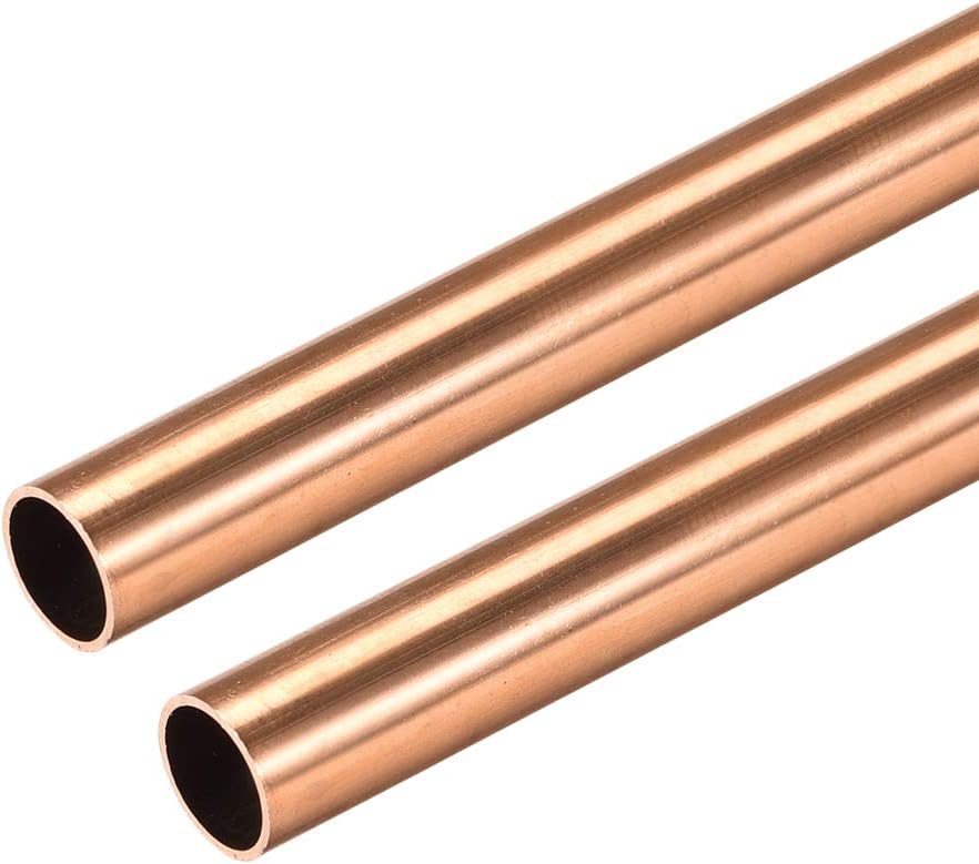 Copper Round Tube, 8mm OD 0.5mm Wall Thickness 300mm Long Straight Pipe Tubing 2 Pcs