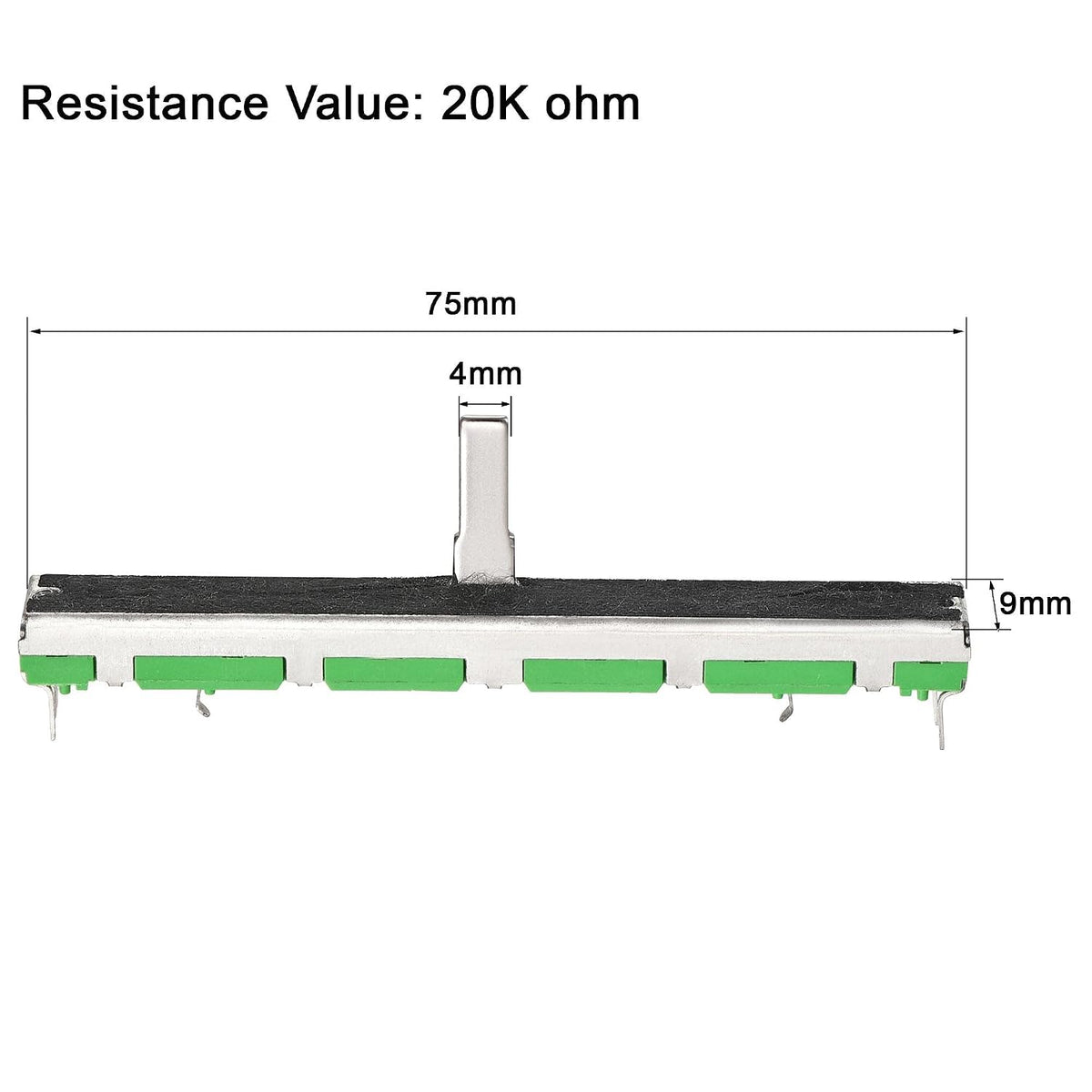 Fader resistivi vari mixer 75mm slide potenzimetro rettangolare B20K Ohm canale doppio 5pz