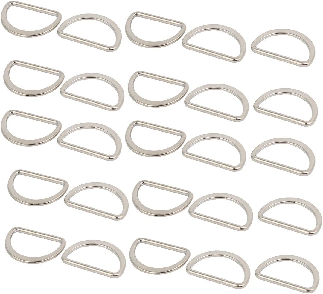 LinkMejor 25mm Inner Width Zinc Alloy Flat Typed D Welded Ring Silver Tone 25pcs