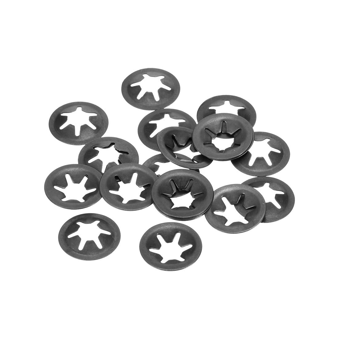 M6 ing Washer 5.5mm I.D. 16mm O.D. Internal Tooth Washers Push-On Locking Speed Clip 65Mn Black Oxide Finish 20pcs