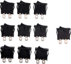 10Pcs AC 125V/12A 250V/10A SPST 2 Pin 2 Position Mini Marine Boat Switches Rocker Toggle Switch Black
