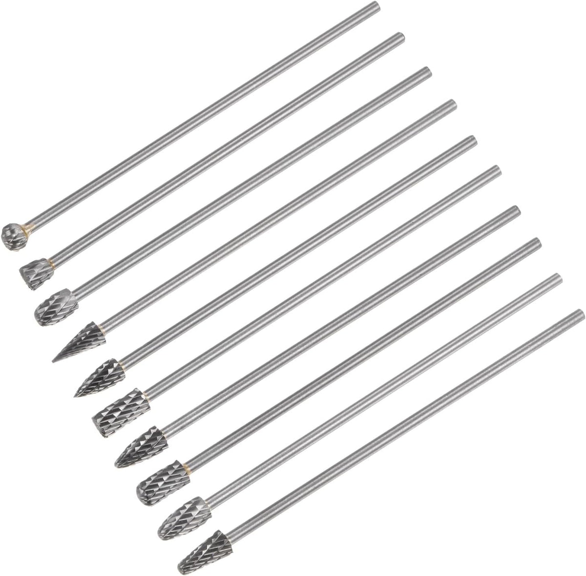 Tungstenkarbid Drehfräser 1/8" Schaft, doppelte Schnitt Zylindrische Radius End Drehfräser Werkzeug 6mm Durchmesser, für Bohrerfräser Bohrer Holz Weichmetall Schnitzerei Polieren, 10pcs