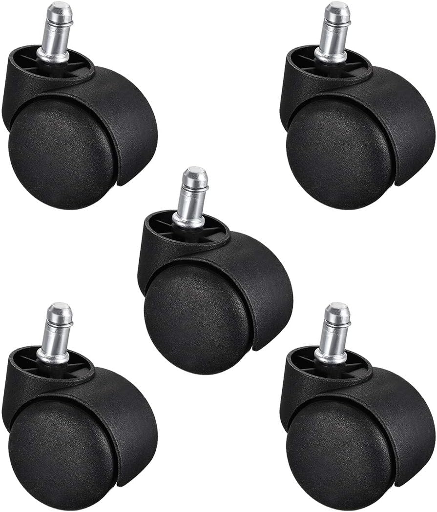 2-inch Swivel Casters Nylon Twin Wheels Universal 11mmx22mm Stem Caster Wheel Black 5pcs