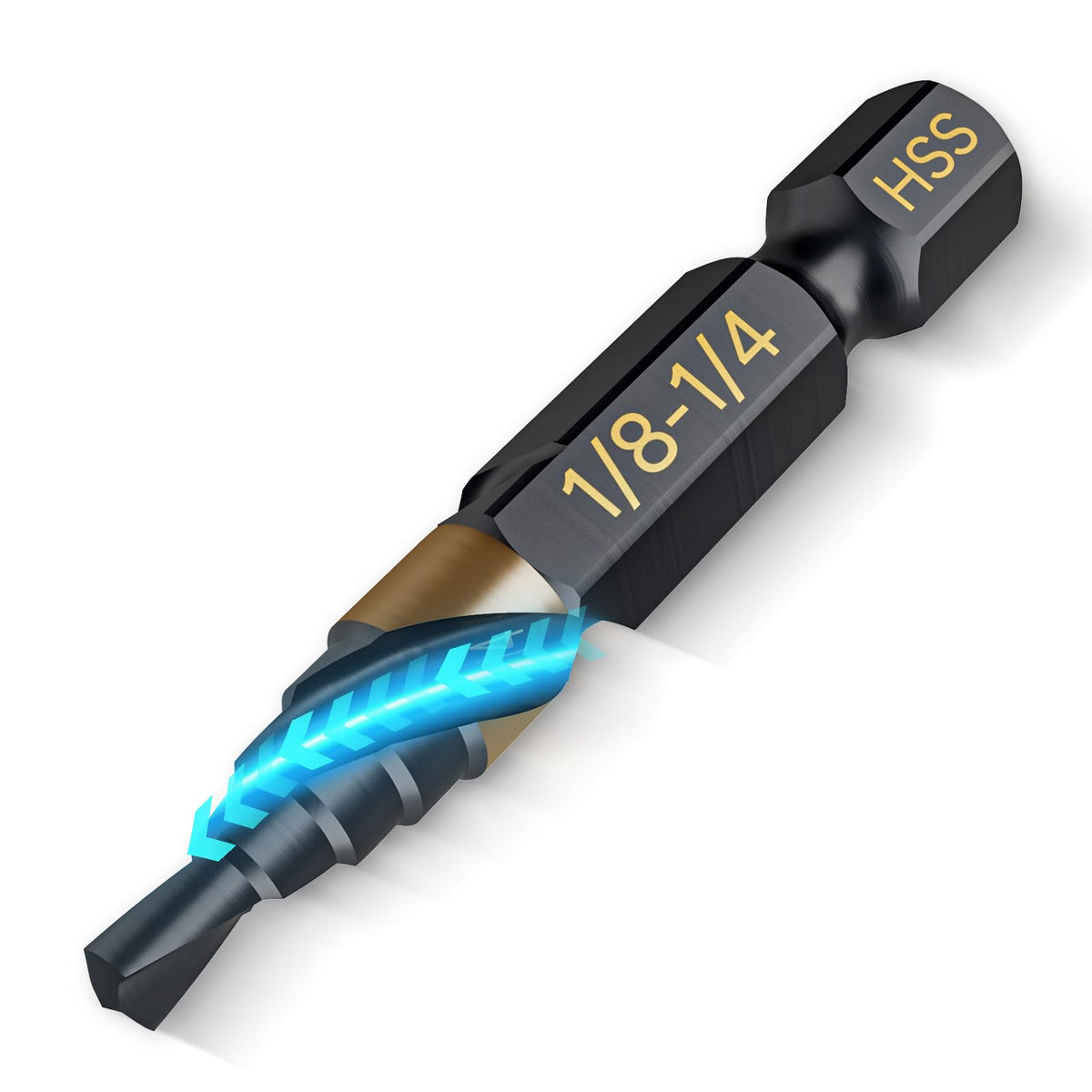 LinkMejor HSS Trinnboringbit 1/8"-1/4", Mini Unibit, 1/4" Hex Krokett Trinnbit