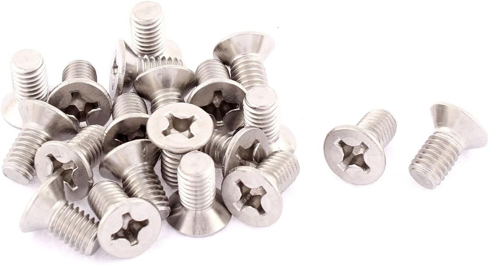 M6-1 x 12mm Fine Thread Phillips Flat Head Countersunk Bolts Machine Screws 20pcs