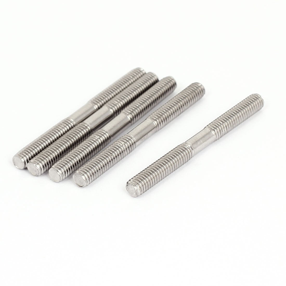 M6x60mm 304 Stainless Steel Double End Threaded Stud Screw Bolt 5Pcs